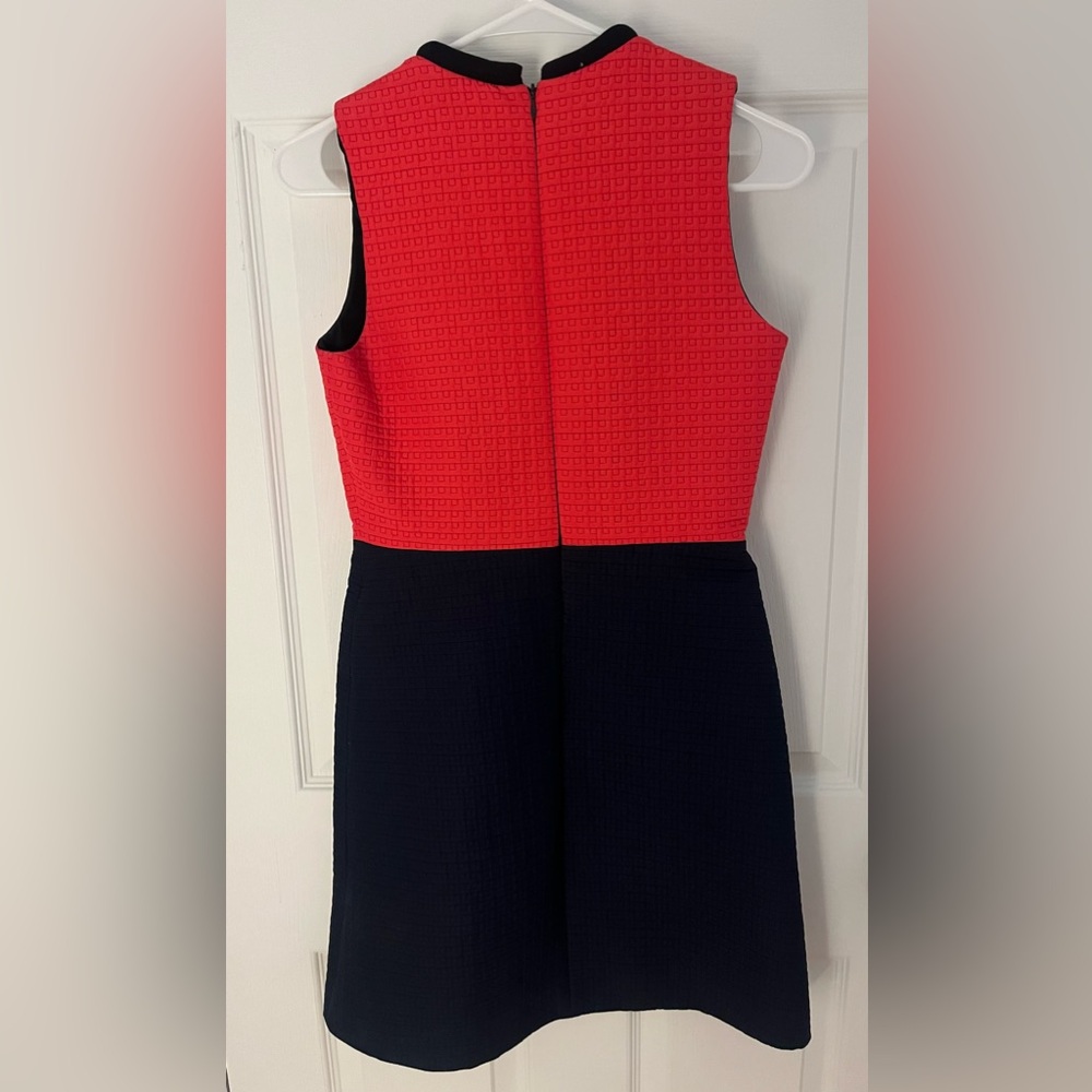 Victoria Beckham Shift mini dress- block colors navy / coral red